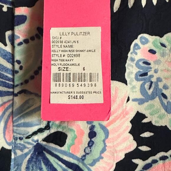 Lilly Pulitzer NWT Kelly High Rise Skinny Ankle Pants High Rise Tide Navy Holy 6 - Picture 4 of 5